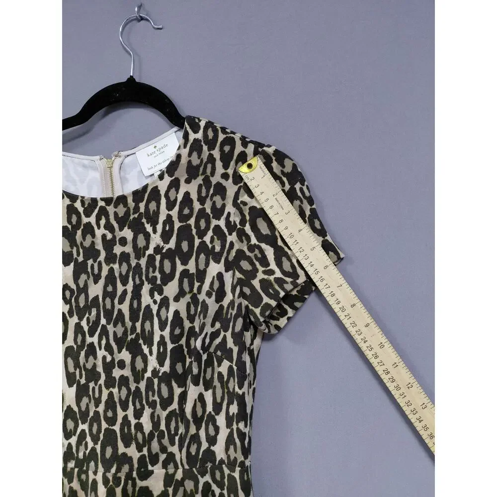 Kate Spade Black A-Line Short Lined Animal Print Dress Women Size 6
